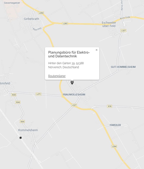 Google Maps Karte verlinkt zum Standort vom Buchstaller - Planungsbüro für Elektro- und Datentechnik